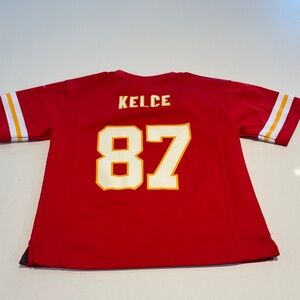 Nike NFL Kids Red and Yellow Chiefs Kelce 87 Sports Jersey